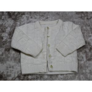 Vintage Handmade White Baby Cardigan Sweater